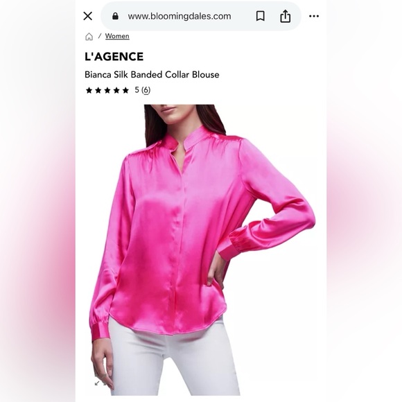 L'AGENCE Vibrant Pink Blouse - Picture 7 of 8